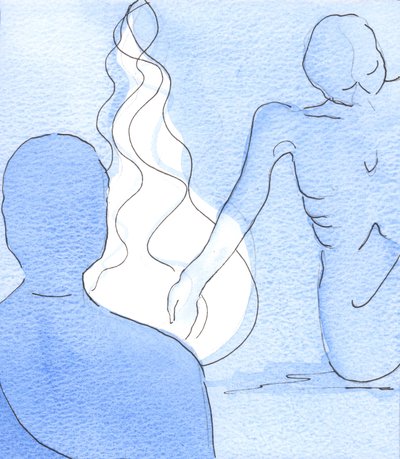 Deus me mostrou como a maior chama da caridade arde no coração daqueles que trariam fé e esperança para pessoas atormentadas e torturadas - bem como ajuda física e cura, 2003 (w - c no papel) de Elizabeth Wang