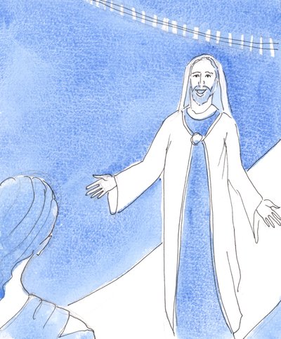 Deus, o Pai, observa com infinita bondade sempre que uma pessoa que falhou em virtude se arrependeu, 2004 (w - c no papel) de Elizabeth Wang