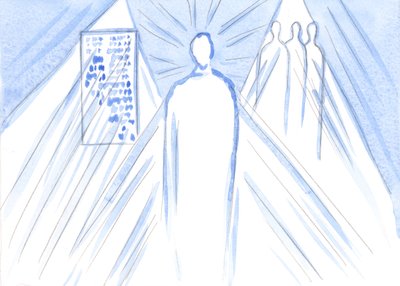Deus, fonte de toda luz e sabedoria, nos nutre por meio de palavras e de professores; mas na Comunhão, encontramos o Filho Divino, a Pessoa inteira, 2001 (w - c no papel) de Elizabeth Wang
