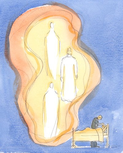 A dádiva de Deus aos enfermos é o próprio Jesus Cristo, com o Pai e o Espírito Santo, Um Deus - operando neste sacramento, 2004 (w - c no papel) de Elizabeth Wang