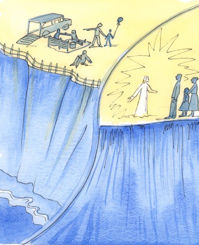 Bons pais alertam sobre os perigos que seus filhos devem evitar se desejam permanecer seguros e em paz, 2002 (w - c no papel) de Elizabeth Wang