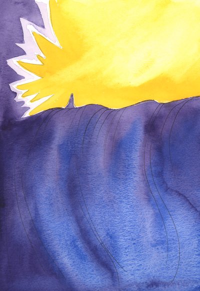 Graças são derramadas do céu, como um grande rio de poder e bondade, por intercessão da Bem-Aventurada Virgem Maria com Deus, em nosso nome, 2003 (w - c no papel) de Elizabeth Wang