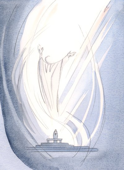 Ele me conduziu ao Pai, em intercessão, com o Espírito Santo em comunhão de alegria., 2000 (w - c no papel) de Elizabeth Wang