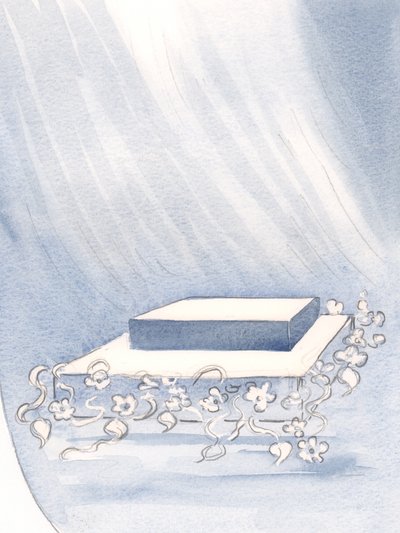 Ele colocou um altar no meu coração, onde eu poderia sacrificar minha vontade, a fim de fazer a Sua Vontade (custe o que custar) por amor a Ele, 2000 (w - c no papel) de Elizabeth Wang