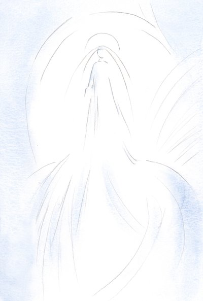 Ele me mostrou um vislumbre da magnificência e glória de Sua querida Mãe Santa, 2000 (w - c no papel) de Elizabeth Wang