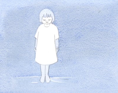 Ele me mostrou como eu sou como uma criança em um manto batismal, depois de tristeza e perdão, penitência e reparação., 2000 (w - c no papel) de Elizabeth Wang