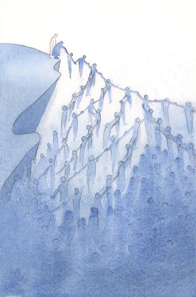 Ele me mostrou como uma simples oração nossa pode uni-Lo aos outros. Ele os toca por Sua graça, e assim ajuda todos os seus entes queridos., 2001 (w - c no papel) de Elizabeth Wang