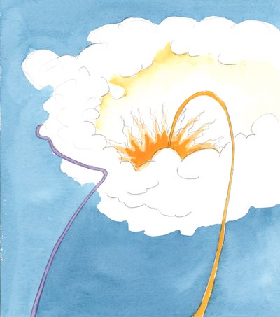 Como é que podemos entrar no Céu A Divindade é como uma nuvem impenetrável, na qual ninguém pode entrar pelos seus próprios esforços, ou ganhando a entrada, ou regateando, ou usando as suas capacidades, 2005 (aguarela sobre papel) de Elizabeth Wang