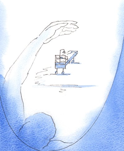 "Estou Te Segurando no Meu Amor". Deus Pai mostrou-me que onde quer que eu esteja - mesmo no Hospital - estou aos Seus cuidados, 2003 (w - c no papel) de Elizabeth Wang