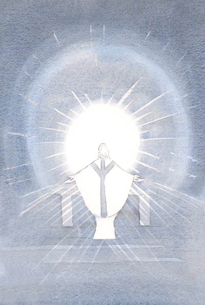 Aprendi a unir todos os meus pequenos sacrifícios ao Único Sacrifício de Cristo, que está realmente presente na missa: nosso Senhor crucificado e ressuscitado, 2000 (w - c no papel) de Elizabeth Wang