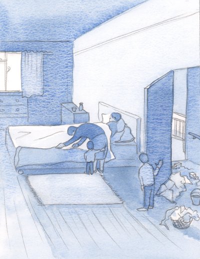 Lembro-me de fortalecer minha vontade e alimentar-me de Cristo para a sobrevivência, a fim de fazer minhas tarefas diárias, 2000 (w - c no papel) de Elizabeth Wang