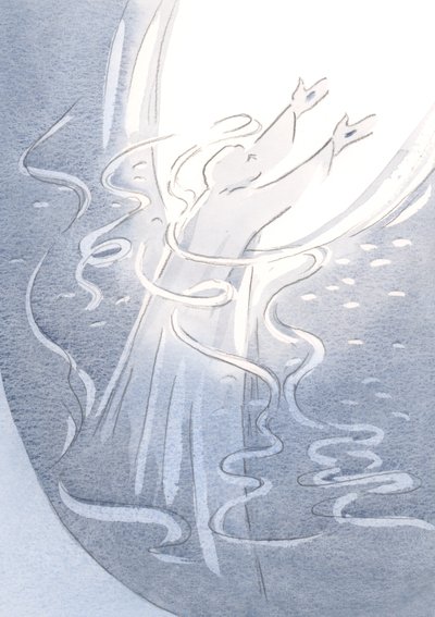 Eu vi Cristo, como uma noiva com Seu povo - elevando Seu povo ao Pai, adornado com alegria e alegria., 2000 (w - c no papel) de Elizabeth Wang