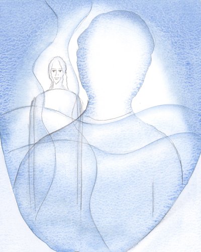 Eu vi a Presença Radiante de Cristo, por trás dos meus pensamentos e memórias, 2000 (w - c no papel) de Elizabeth Wang