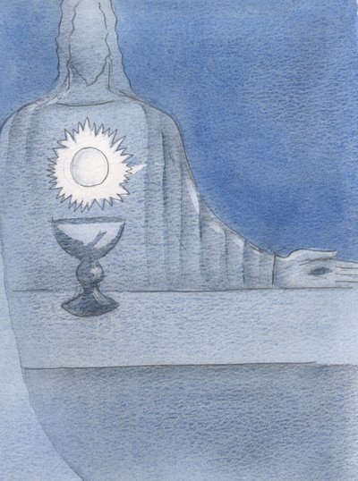 Eu vi Jesus, Realmente Presente no altar; e eu vi o Anfitrião brilhando &39;como Seu coração&39;, 2000 (w - c no papel) de Elizabeth Wang