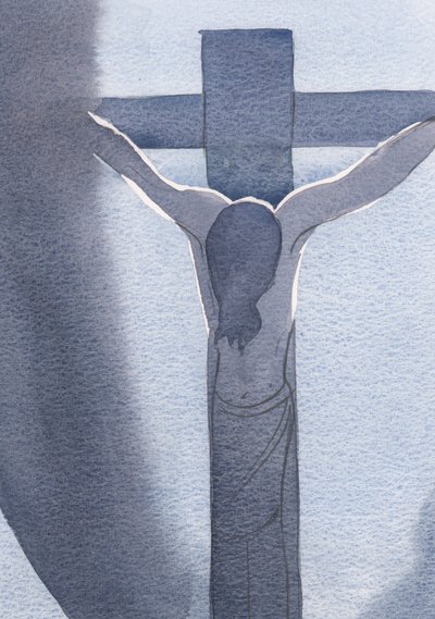 Eu vi Jesus, crucificado e ensanguentado, cabeça inclinada em tormento. Foi para lá que o amor O trouxe, 2000 (w - c no papel) de Elizabeth Wang
