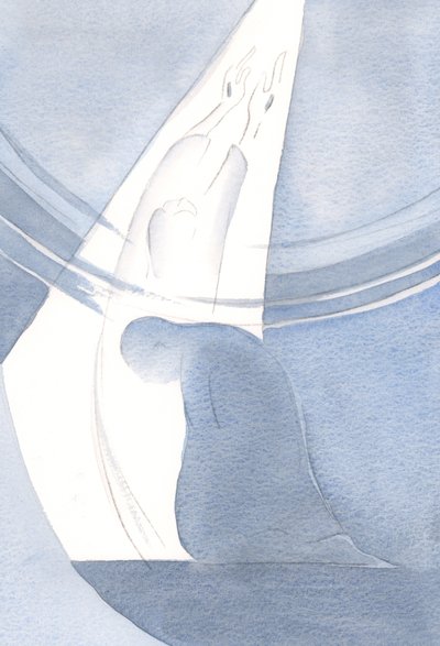 Eu vi como a vida e o sacrifício de Cristo perfuram o próprio Céu, abrindo um caminho onde podemos seguir, para compartilhar Sua glória., 2000 (w - c no papel) de Elizabeth Wang