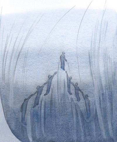 Eu vi que por nossas orações por alguém, e por suas orações por nós, elevamos uns aos outros perto do coração de Deus., 2001 (w - c no papel) de Elizabeth Wang