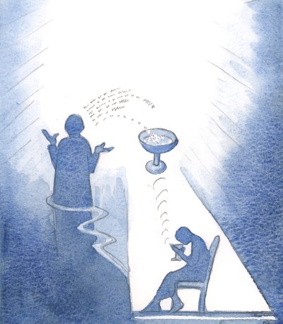 Eu vi que uma única "Ave Maria", rezada pelo bem-estar de alguém, traz um refresco instantâneo, mesmo que não seja reconhecido., 2000 (w - c no papel) de Elizabeth Wang