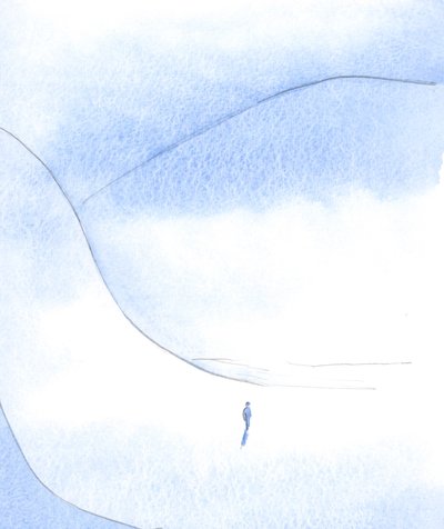 Eu estava em oração entre os &39;contrafortes&39; da santidade infinita do Deus Todo-Poderoso, Sua majestade elevando-se sobre o meu nada, 2002 (w - c no papel) de Elizabeth Wang
