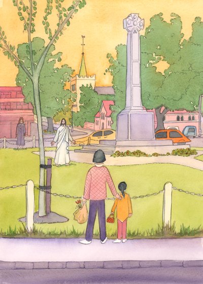 Se Jesus estivesse caminhando pelo centro de uma cidade, as pessoas correria para vê-lo, 2003 (w - c no papel) de Elizabeth Wang