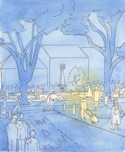 Se Jesus estivesse caminhando pelo centro de uma cidade, as pessoas correria para vê-lo, 2003 (w - c no papel) de Elizabeth Wang