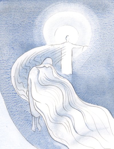 Se uma alma é humilde, a graça de Cristo pode derramar através dessa alma para os outros, como se por uma gaze, desimpedida., 2000 (w - c no papel) de Elizabeth Wang