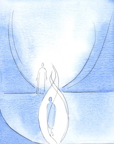 Se vivemos &39;em Cristo&39;, somos envolvidos em Seu Espírito como se fosse a chama de uma vela, e subimos até a borda do Céu, para Cristo e o Pai invisível, através da luz e poder do Espírito, 2003 (w - c no p de Elizabeth Wang
