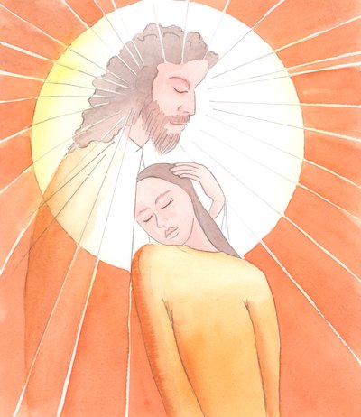 Se olharmos para Cristo com o coração e a mente desimpedidos, podemos nos esquecer na alegria de conhecê-Lo, 2000 (w - c no papel) de Elizabeth Wang