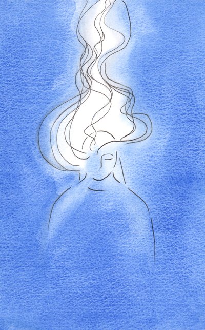Se nos rendermos à vontade de Deus em oração e em nossa vida diária, o Espírito Santo nos transformará e nos tornará santos, 2002 (w - c no papel) de Elizabeth Wang