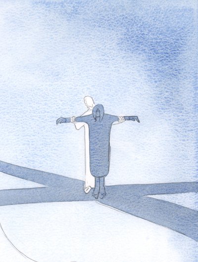 Se unirmos nossos sofrimentos a Cristo, ele nos apóia e nos permite compartilhar sua obra salvadora, 2000 (w - c no papel) de Elizabeth Wang