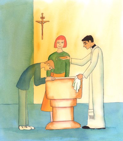 No Batismo, uma pessoa é feita filha de Deus - &39;adotada&39; - transformada, capacitada pelo Espírito Santo, 2004 (w - c no papel) de Elizabeth Wang