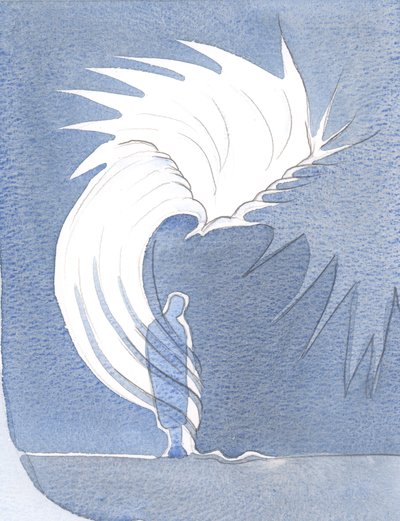 Na comunhão, a presença de Cristo nos envolve como um manto, aquecendo-nos com as graças celestiais, confortando-nos, 2000 (w - c no papel) de Elizabeth Wang