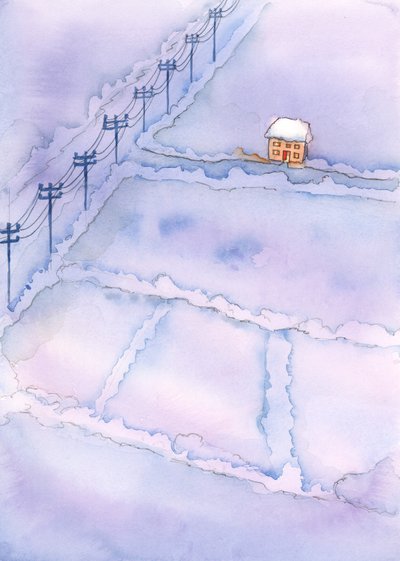 Aos olhos de Deus, nossa terra muitas vezes é como uma paisagem desolada, com poucos lugares onde as crianças são realmente preciosas, 2003 (w - c no papel) de Elizabeth Wang
