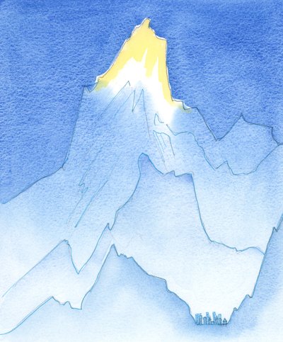 Em Sua Vida Divina, Deus está muito &39;mais alto&39; acima de nós, por causa de Sua alteridade, e Sua santidade e pureza, do que a característica mais elevada de nossa paisagem terrestre, 2003 (w - c no papel) de Elizabeth Wang
