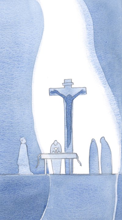 No meu nada posso esperar tudo o que preciso de Deus, pois por Sua graça e misericórdia Ele me criou e enviou Seu Filho para morrer por mim., 2001 (w - c no papel) de Elizabeth Wang