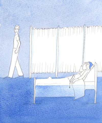 É importante perseverar na oração mesmo durante a doença, 2004 (aguarela sobre papel) de Elizabeth Wang