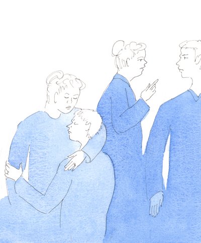 É verdade que Cristo quer que encorajemos as outras pessoas no que é bom; no entanto, há alturas em que temos de dizer "verdades duras", tal como Cristo fez, para ajudar as pessoas a mudar, 2005 (aguarela sobre papel) de Elizabeth Wang