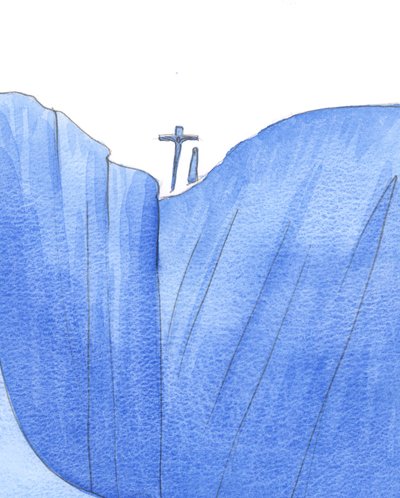 Foi como se Cristo e Nossa Senhora estivessem juntos na beira do mundo, pois Ele morreu para salvar os pecadores do abismo, 2002 (w - c no papel) de Elizabeth Wang