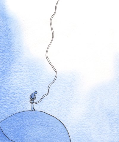 É como se, ao intercedermos por alguém necessitado, Cristo solte uma corda do Céu, para puxar para o alto uma alma disposta, 2003 (w - c no papel) de Elizabeth Wang