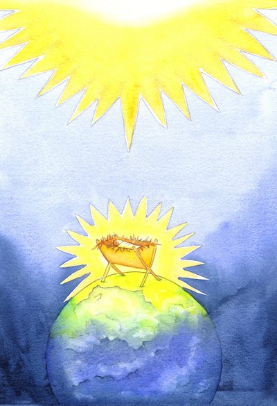 Jesus Cristo é um homem feito por Deus; no entanto, Ele veio à Terra não com o poder, mas como um bebê indefeso, 2001 (w - c no papel) de Elizabeth Wang