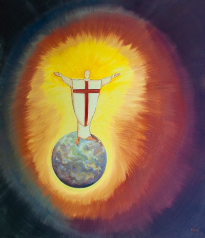 Jesus Cristo é o nosso Sumo Sacerdote que intercede por nós ao Pai em cada Missa, 2000 (óleo a bordo) de Elizabeth Wang
