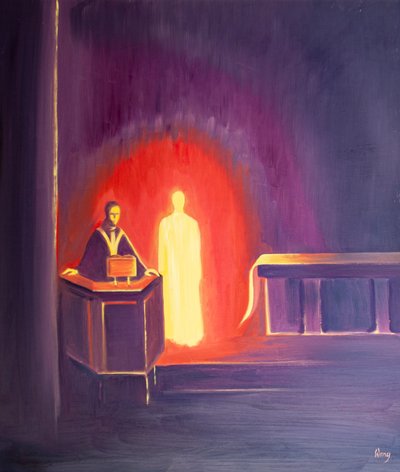 Jesus Cristo está presente conosco quando as Escrituras são lidas, 2000 (óleo a bordo) de Elizabeth Wang