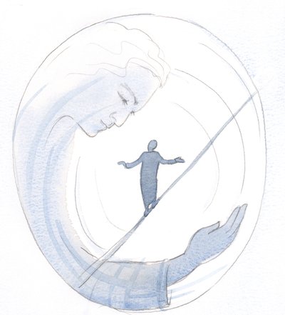 Jesus pode nos ajudar a manter o nosso equilíbrio, quando estamos prestes a cair no orgulho ou no desespero, 2000 (w - c no papel) de Elizabeth Wang