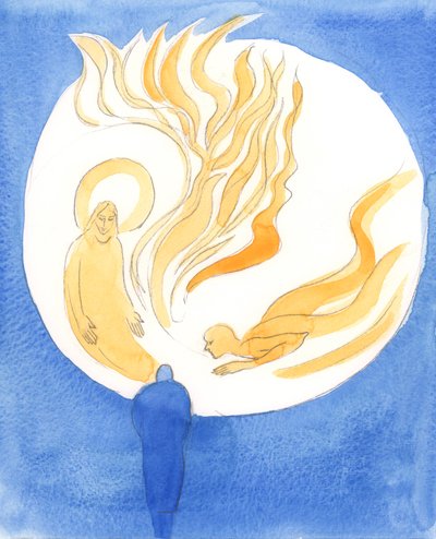 Jesus, nosso Sumo Sacerdote, através do Espírito Santo, nos atrai para o amor do Pai, 2003 (w - c no papel) de Elizabeth Wang