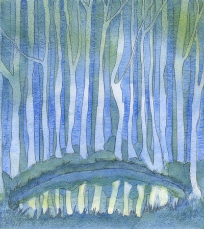 Assim como uma pessoa em uma floresta não pode ver as profundezas de um poço profundo na floresta, ninguém pode &39;sondar&39; Deus, 2003 (w - c no papel) de Elizabeth Wang