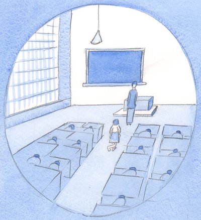 Assim como uma professora de escola aceita de bom grado uma saudação cortês, Cristo valoriza nossos gestos reverentes, 2002 (w - c no papel) de Elizabeth Wang