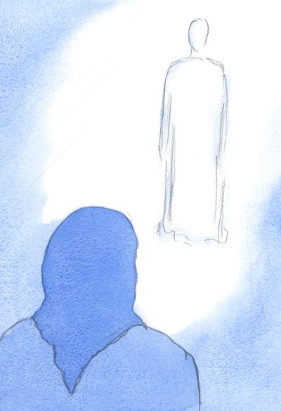 Luz e graça podem derramar generosamente sobre minha alma, de Cristo, quando eu tenho lutado vigorosamente contra as tentações, 2002 (w - c no papel) de Elizabeth Wang