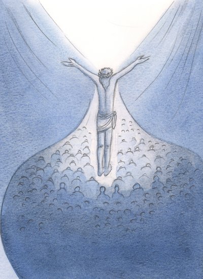 Um dia, eu vi a oferta que Cristo fez pelos vivos e partiram, 2000 (w - c no papel) de Elizabeth Wang