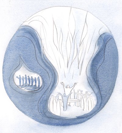 Uma palavra orada em união com Jesus, subindo da alma, perfura o céu de uma forma impossível para quem não ora em Seu nome., 2000 (w - c no papel) de Elizabeth Wang