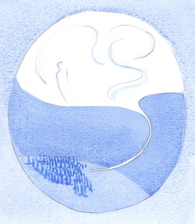 Somente quando descartamos todo acessório, disfarce, pretensão ou posse, podemos escapar para o Reino de Deus, 2001 (w - c no papel) de Elizabeth Wang